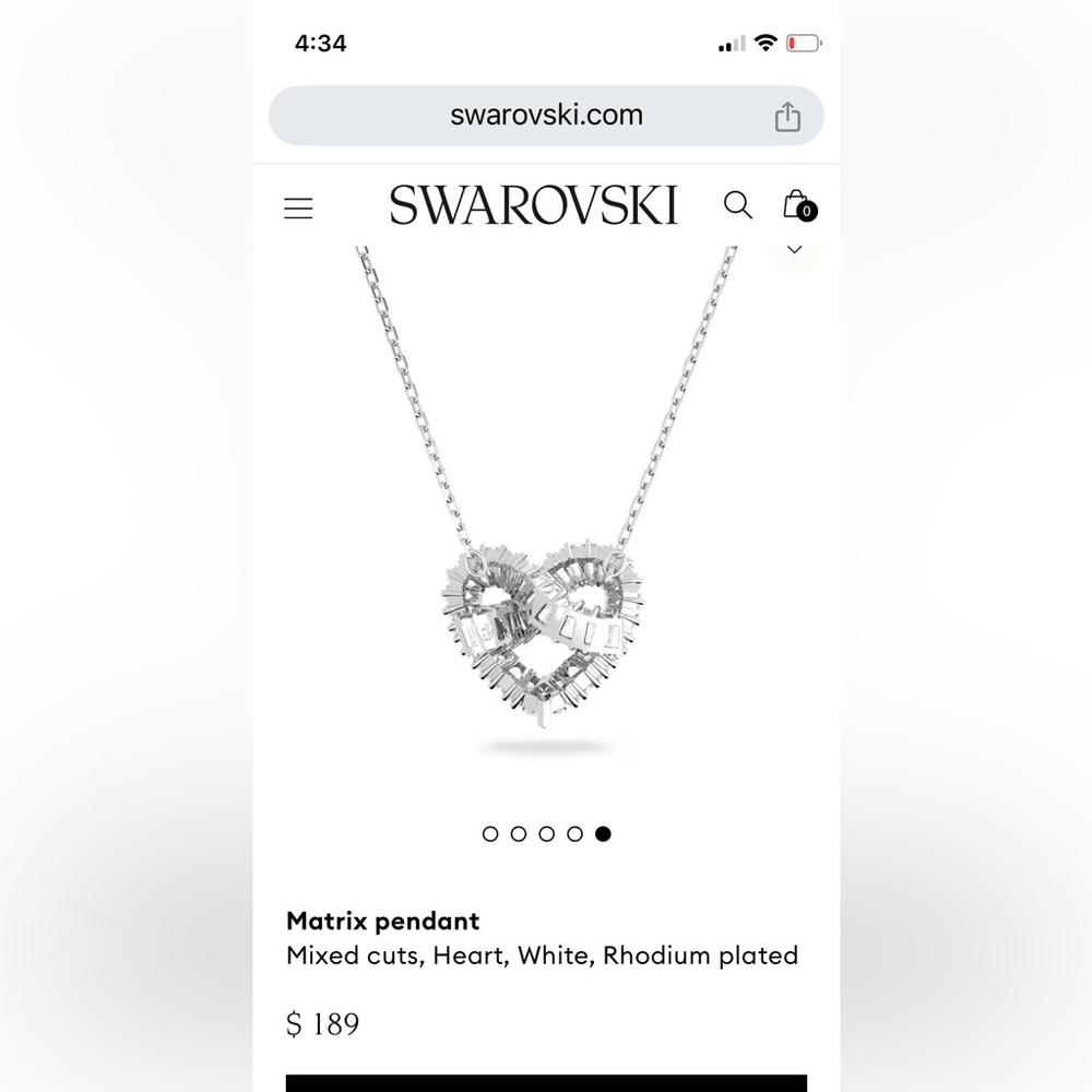 Swarovski Silver Heart Pendant Necklace